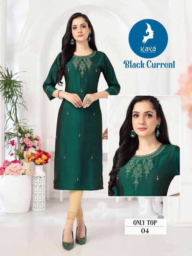 Black Current By Kaya Viscose Silk Kurti Wholesale Shop In Surat